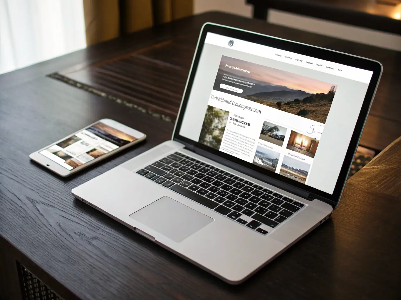 An image showcasing a beautifully designed website on a laptop and mobile device, highlighting its responsive design and user-friendly interface. The website features a clean layout, professional typography, and engaging visuals.