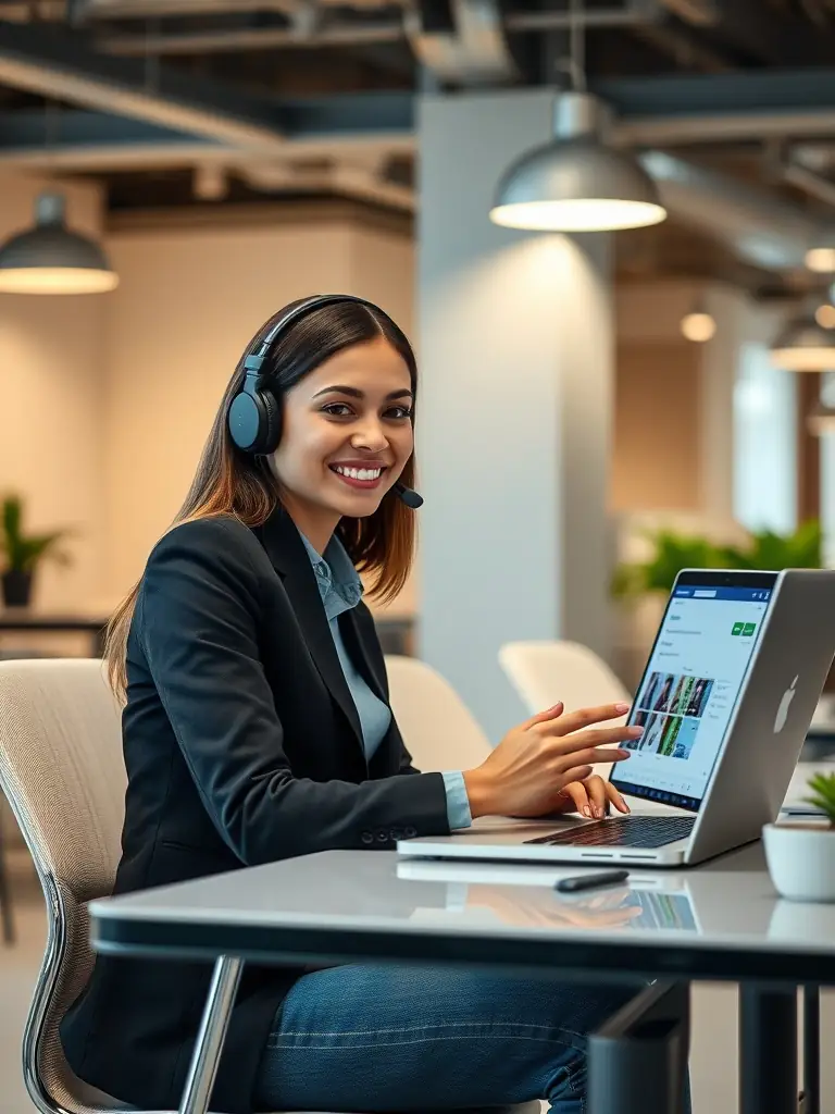 A customer support representative assisting a client via live chat, showcasing Nexusslead's responsive support.