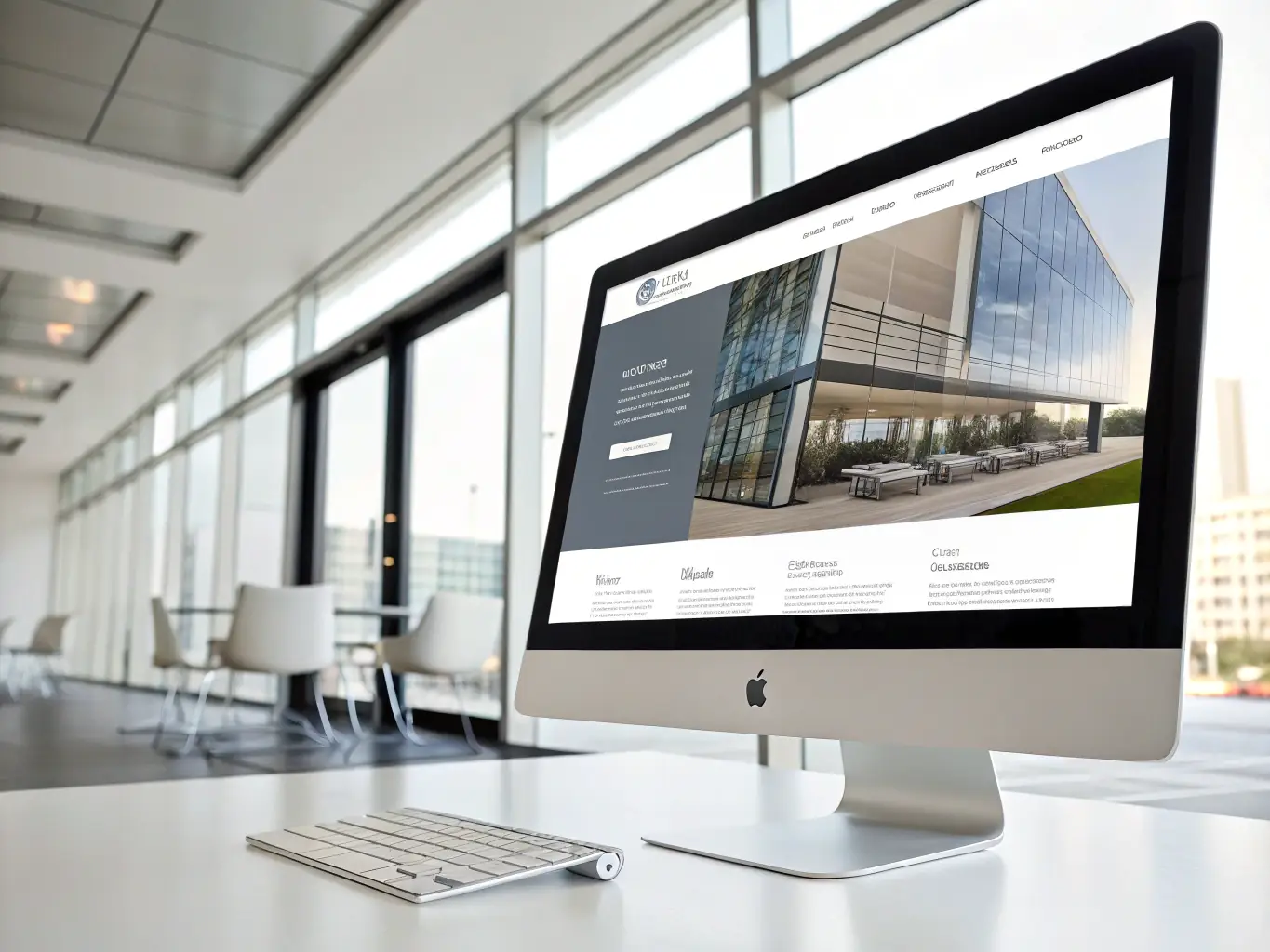 A corporate website design showcasing a company's brand identity, services, and team members with a professional and polished look.